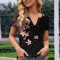 thumbnail image 6 of Tnhcen Women's Casual Floral Print Short Sleeve Top with Snap Buttons, V-Neck Loose Fit T-Shirt, Soft Stretch Blouse for Summer Outings, Everyday Wear Shirt for Women S-2XL, 6 of 6