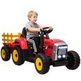 thumbnail image 1 of Aosom Tracteur pour Enfants 12 V avec Remorque, Son de Démarrage Musical, Rouge, 1 of 10