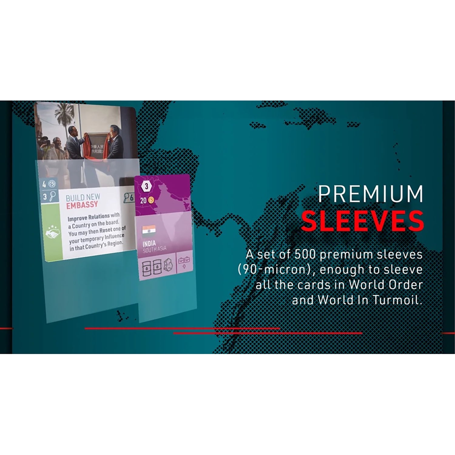 World Order: 500 Premium Sleeves - Clear Card Protectors, 90 Micron Thickness, Cover Base Board Game & Expansion Cards, Tabletop Add-On Accessory