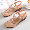 thumbnail image 5 of Mepaouo Women's Low Wedge Heels Summer Dressy Platform Sandals Elastic Ankle Strap Flower Shoes, 5 of 8