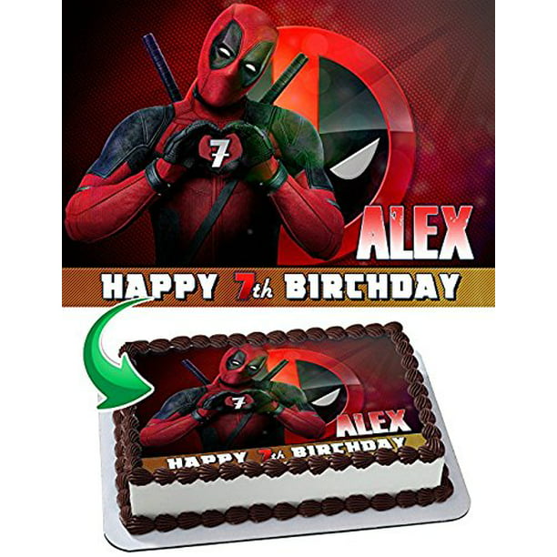 Deadpool Cake Edible Image Cake Topper Personalized ...