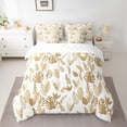 thumbnail image 2 of Homewish Tropical Leaves Bedding Comforter Set 7-Piece for Boys Girls,Brown White King Bedding Sets,Botanical Theme Ultra Soft Bed Sheets,Lightweight Room Decor,Reversible, 2 of 8