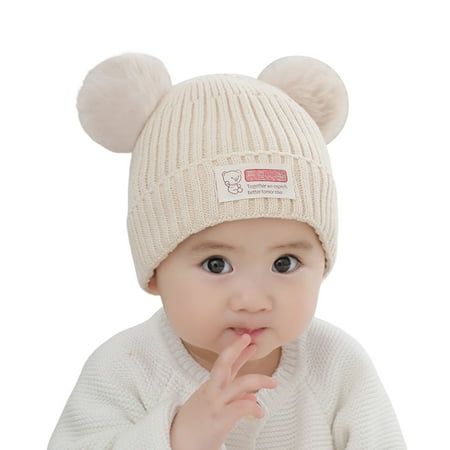 

Baby Hats Toddler Hat Girls Boys Knit Fall Winter Children Cute Warm Outwear Solid Color Cap Baby Bonnets 0-6 Months Baby Hats Newborn(Color:Beige Size:One Size)