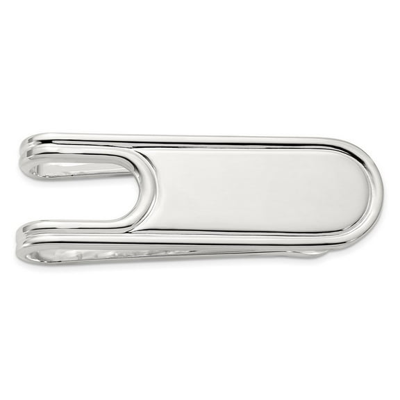 925 Sterling Silver Polished Grooved Edge Open Back Money Clip Measures 51.3x17.3mm Wide Jewelry for Men