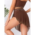 thumbnail image 4 of Sholeno Women's Shiny Rhinestone Lyrical Dance Skirt High Low Hem Mesh Flowy Dancing Skirt Umber M, 4 of 5