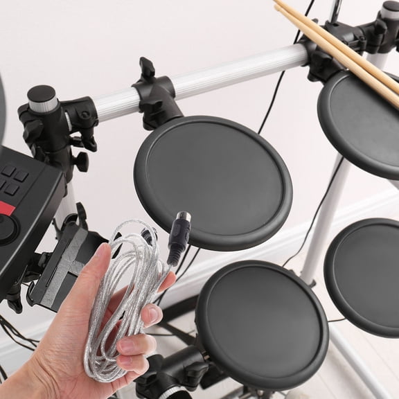 WASHWEPE 1Pcs Black Copper Midi Cable For Electronic Drum And Piano 117.9x0.67x0.67in Audio Midi Cable