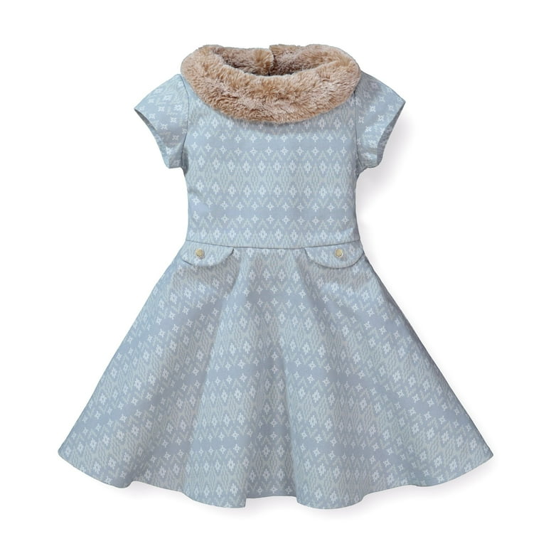 Hope & Henry Girls' Fit and Flare Ponte Dress with Faux Fur - Walmart.com