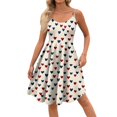 thumbnail image 5 of Valentine's Day Dress for Women Sleeveless Spaghetti A Line Strap Dresses Print Casual Scoop Neck Midi Summer Sundress Beige M, 5 of 6