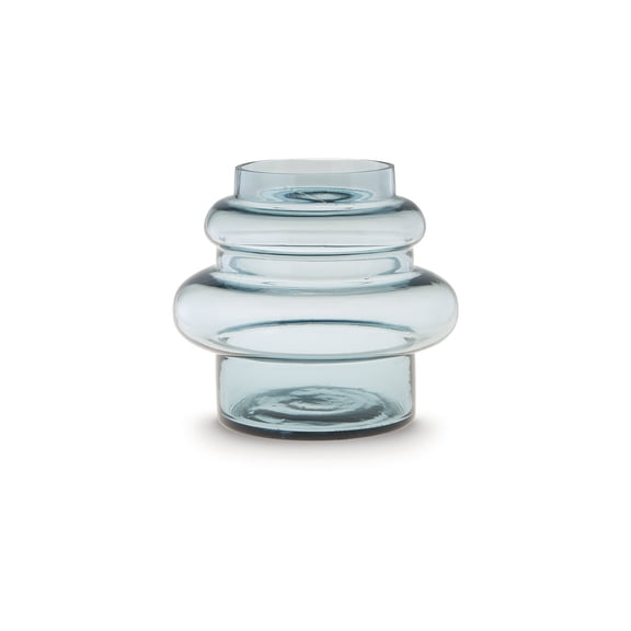 Signature Design by Ashley Vallmen 7.5" Glass Vase, Blue Contemporary Decor