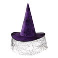 thumbnail image 3 of Sombrero de de Halloween para Mujeres Y Niñas, Disfraz , Accesorio, Velo Púrpura, Sombrero de Teraña Soledad Sombrero de bruja de Halloween, 3 of 8