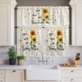 thumbnail image 2 of Leaves Specimens Curtain Valances Set Teal Green Grey White Background Kitchen Curtains 36&nbsp;inch Length Rod Pocket Valance and Tiers 3 Piece Set Small Bedroom Bathroom Laundry Decor, 2 of 9