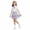 Blue, variant on Girls Cotton Plaid Skirt Outfit Set 2 Piece Summer Puff Short Sleeve Button School Uniform Shirts and Pleated Skirts Sets for Kids Blue 7-8 Years