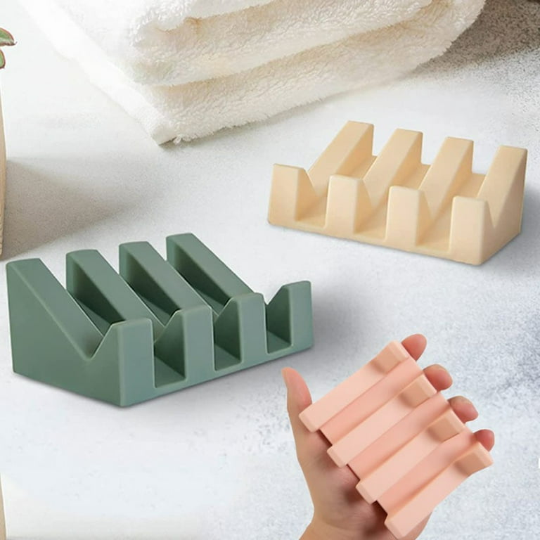 Silicone Soap Dishes Self Draining Soap Bar Holder Soap Saver Sponge Tray  Drainer Dishes for Bathroom Shower Bathtub Kitchen