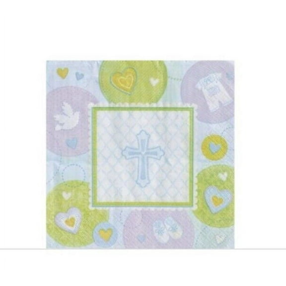 Amscan Sweet Christening Luncheon Napkins Party Supplies, One Size, Blue