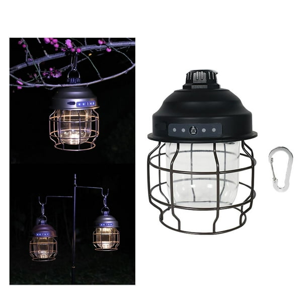Portable Camping Lantern Waterproof LED Lamp Hanging Light Adjustable Brightness USB Rechargeable 3 for Outdoor home and indoor Black