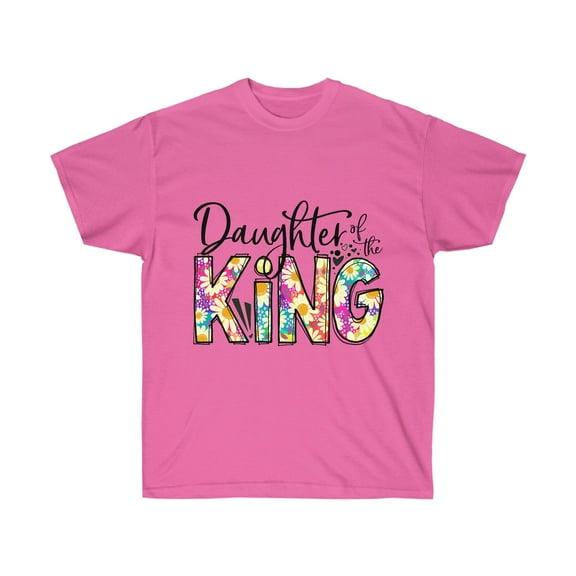 T-shirt, Inspirational T-shirt, Daughter of the King, Bible t-shirt, Cotton t-shirt (Colors:Daisy; Sizes:S;)