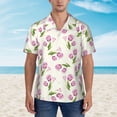 thumbnail image 2 of Sikiie Tulips Flowers Print Men's Hawaiian Shirt, Summer Beach Button Pocket Short Sleeve T-Shirt,Small, 2 of 7