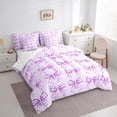 thumbnail image 3 of Feelyou Fashion Purple Bow Bedding Comforter Set 7pcs, Cartoon Ribbon King Bedding Sets, 3 of 8