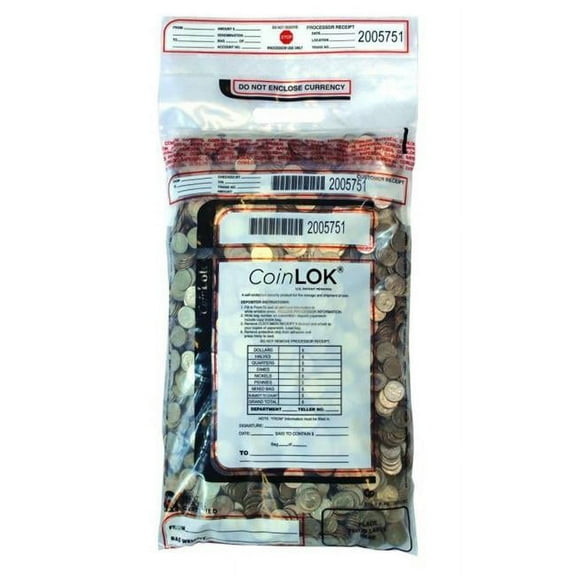 Controltek 585407 12 x 25 in. Coinlok Security Bag, Clear - 100 Count