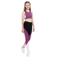 thumbnail image 3 of YEAHDOR Girls 2Pcs Sports Suit Tracksuit Wide Shoulder Straps Crop Top with Long Pants for Yoga Jogging, 3 of 7