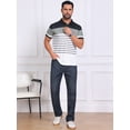 thumbnail image 2 of DARING DIVA Men's Colorblock Striped Short Sleeve Three Button Polo Shirts S Black White, 2 of 7