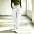 thumbnail image 2 of Ltctricy Cargo Pants for Women Drawstring Casual Jogger Pants Outdoor Elastic Waisted Hiking Pants with Pockets(White,X-Large), 2 of 7