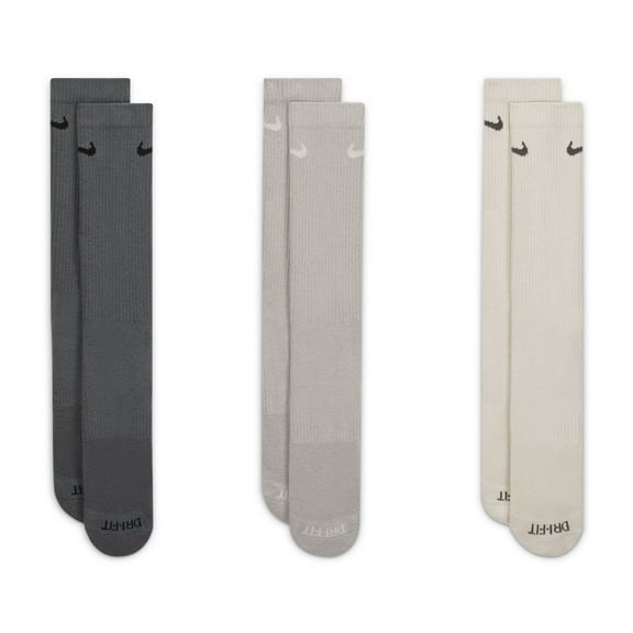 Men's Nike 6-pack Everyday Plus Cushion Crew Training Socks Color: Gray Iron Smoke Size: 8-12