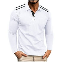 Xzbqbs Mens Cotton Polo Shirts Long Sleeve Casual Button Slim Fit Lightweight Pullover Classic Dress Shirts Golf Shirts for Men
