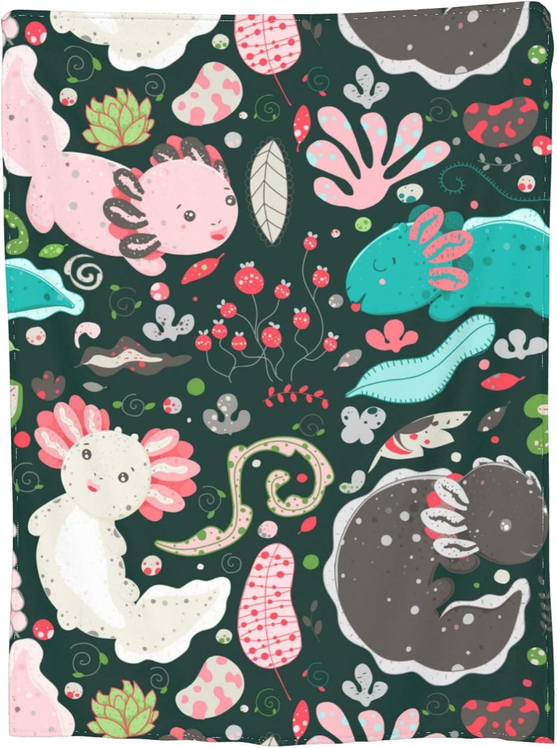 Cute Axolotl Blanket Gifts for Adult & Kids for Living Room Bedding Couch Soft Warm Lightweight Cozy Colorful Axolotls Throw Blankets Christmas Decor 60x80in