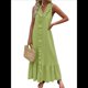 thumbnail image 1 of Vestido de Verano para Mujer, de Algodón, Estilo Bohemio, de , Sin Mangas, con Volantes Escalonados, Maxivestido . Amarillo-Verde L, 1 of 5