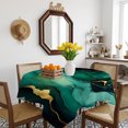 thumbnail image 3 of Teal Marble Table Cloth Waterproof Tablecloths, Modern Green Golden Abstract Ombre Texture Tablecloth Dining Table Cover for Kitchen Party Tabletop Outdoor, Square Tablecloth 54x54 Inch, 3 of 9