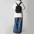 thumbnail image 6 of Canvas Square Backpack, Mini Casual Backpack, Solid Color Schoolbag for College Work Travel, Black, 6 of 10