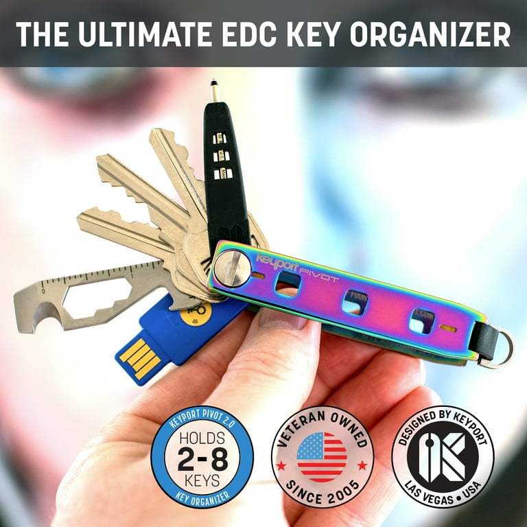 Keyport Pivot Key Organizer Keychain (Iridescent Stainless