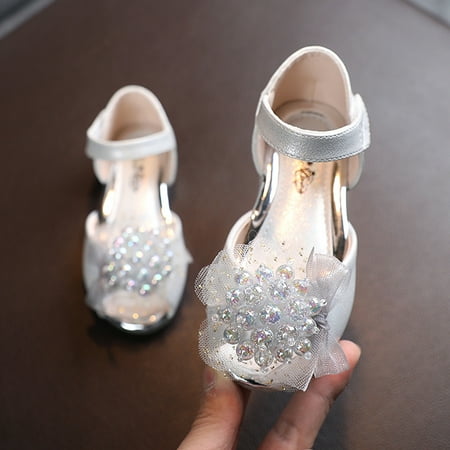 

ãYilirongyummã Silver 25 Slippers For Women Peep Shoes Leather Toe Kids Baby Girls Sandals Toddler Princess Pearl Women s Slipper