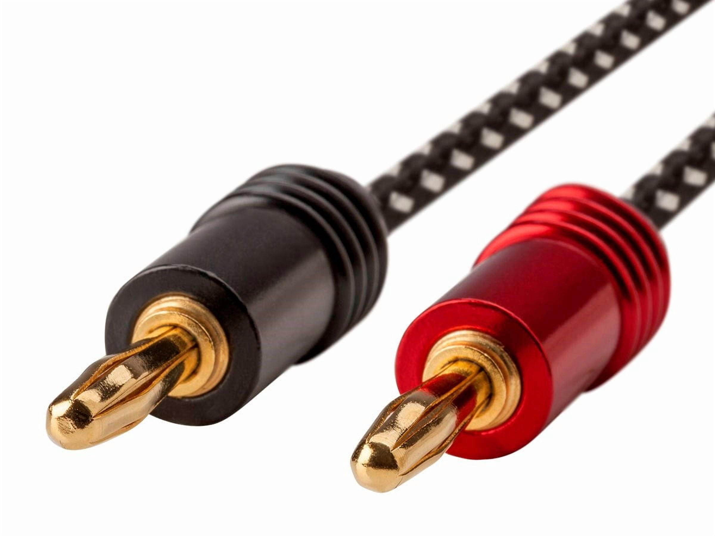 Monoprice Speaker Wire, Braided with Banana Plugs, 2-Conductor, 14AWG, 15ft