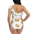 thumbnail image 6 of Yiaed Avocado Lovers Print Women One Piece Swimsuits Tummy Control One Shoulder Bathing Suits Pattern Ruffle Swimwear-X-Large, 6 of 8