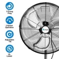 thumbnail image 3 of ACHAZEL 20" High Velocity Pedestal Fan, 3-Speed Oscillating Industrial Standing Fan with Aluminum Blades for Garage, Warehouse and Commercial, 3 of 8