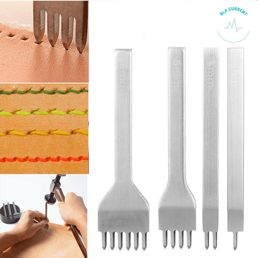 4pcs Leather Craft Tools Kit Hand Sewing Stitching Punch Carving Work Saddle new 