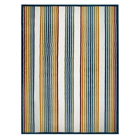 Leick Home 595132 Blithe Colorful Line Indoor Outdoor Area Rug 6'7"x9'6"