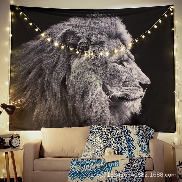 Papel pintado de estilo nórdico, digno de Instagram, para sesiones de fotos y transmisiones en vivo, perfecto para renovar dormitorios, con diseño de león. Acabado fino y cepillado, 100 x 70 cm.