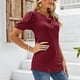 thumbnail image 3 of Top con mangas abullonadas,Camiseta con mangas abullonadas, Camiseta con cuello redondo, Top informal con cuello redondo, Los mejores materiales, 3 of 6
