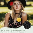 thumbnail image 4 of Pinzas para el cabello con flores, broche de rosa de satén, pinza floral para mujeres en bodas, 2 paquetes y negro, 4 of 7
