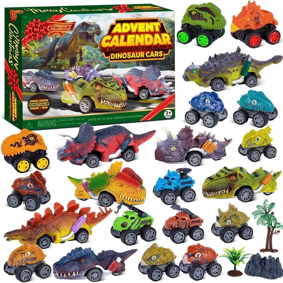 Advent Calendar 2025, Dinosaur Cars Set for Boys Kids – 24 Days Monster Truck Christmas Countdown Calendar, Christmas Holiday Gift for Dinosaur Lovers