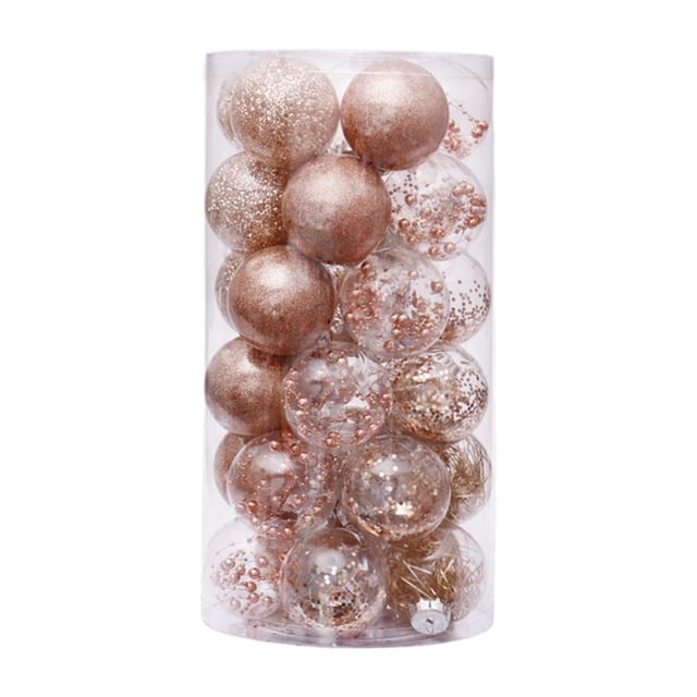 24 piezas de adornos de bolas de Navidad colgantes adornos decorativos adornos de Navidad para Dorado champagne