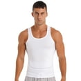 thumbnail image 2 of Ocealan Men's Tank Swimsuit Top Athletic Vest Rash Guard Shirt Solid Color Sleeveless Workout Playwear White S, 2 of 6