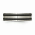 thumbnail image 3 of Grey Titanium Ring Band Wedding Black Brushed Enameled Flat 6mm, 3 of 6
