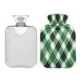 thumbnail image 2 of 2L Hot Water Bottle with Soft Velvet Cover PVC Hot Water Bag for Pain Relief Long-Lasting Warmth Green Plaid, 2 of 8