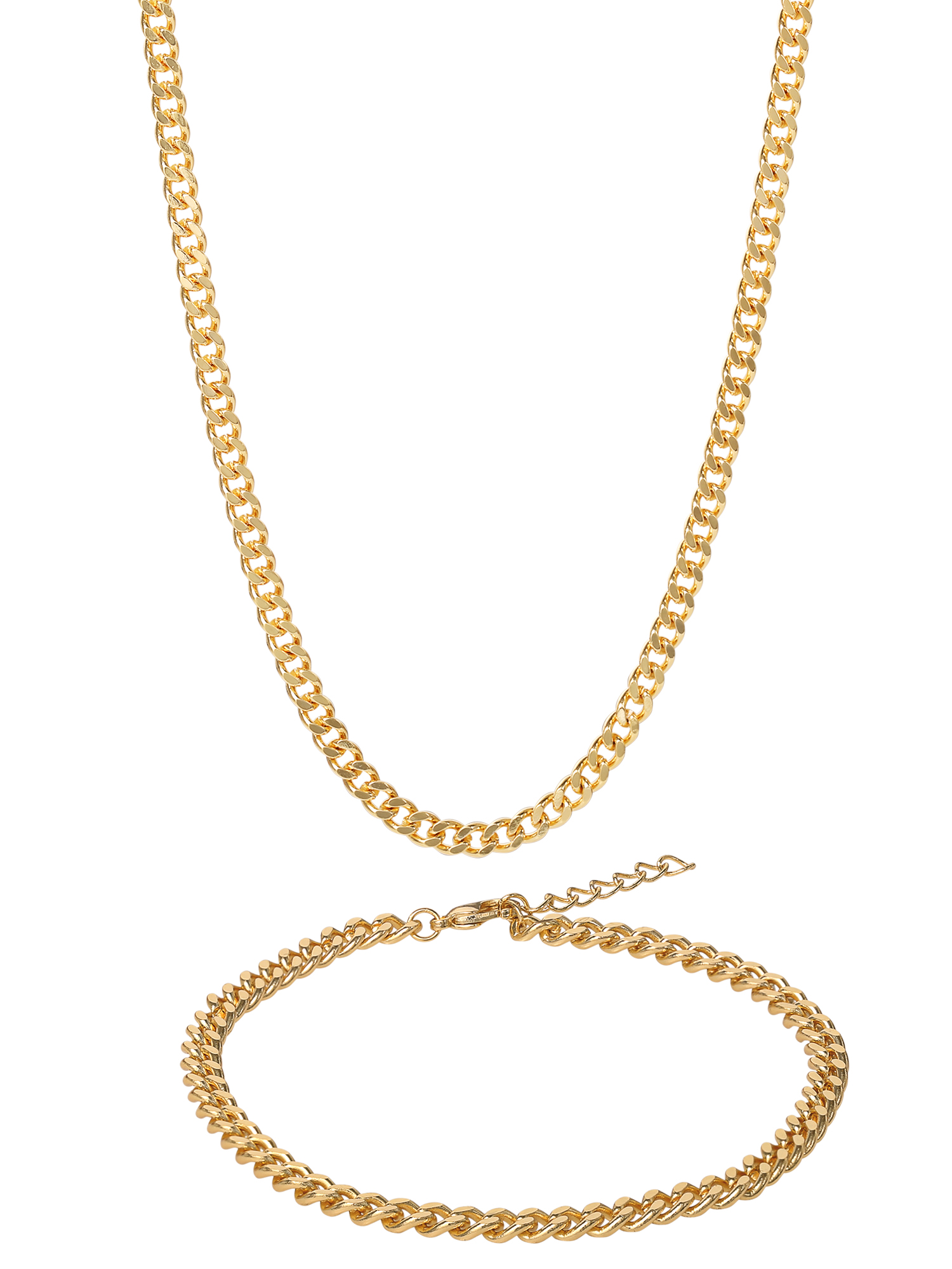 Believe by Brilliance 14kt Gold Flash Plated Curb Necklace and Bracelet Set