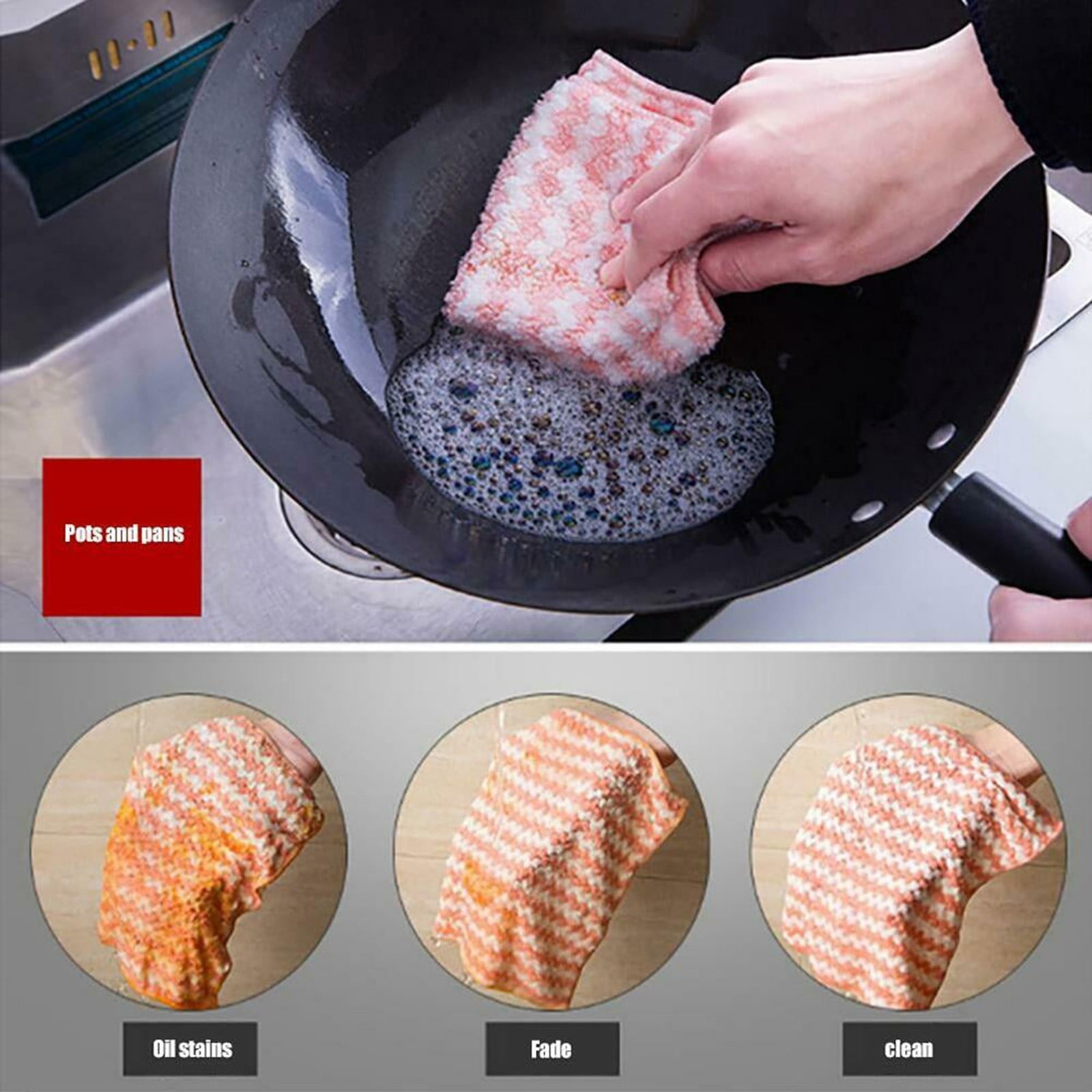 50 Pack Kitchen Dish Cloths, Microfiber Cleaning Cloths, Ultra Soft and Absorbent Dish Towels, Reusable Kitchen Towels, Fast Drying Dish Rags, Coral Velvet Wave Design No-lint, 9.8 x 9.8 inches