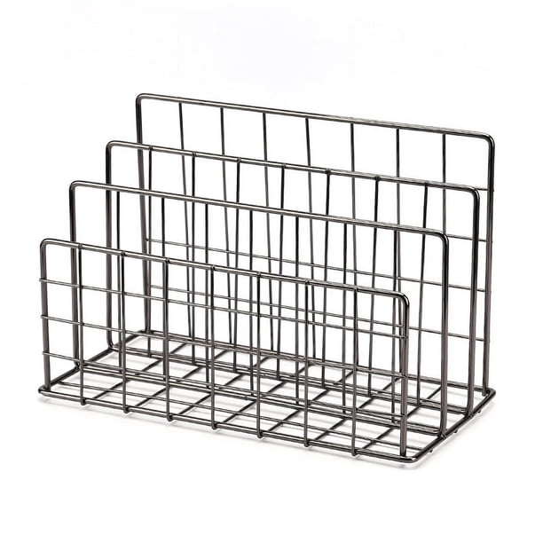 Estantería de hierro para escritorio dividida en tres compartimentos, organizador de archivos de gran capacidad, caja de almacenamiento, cesta de almacenamiento